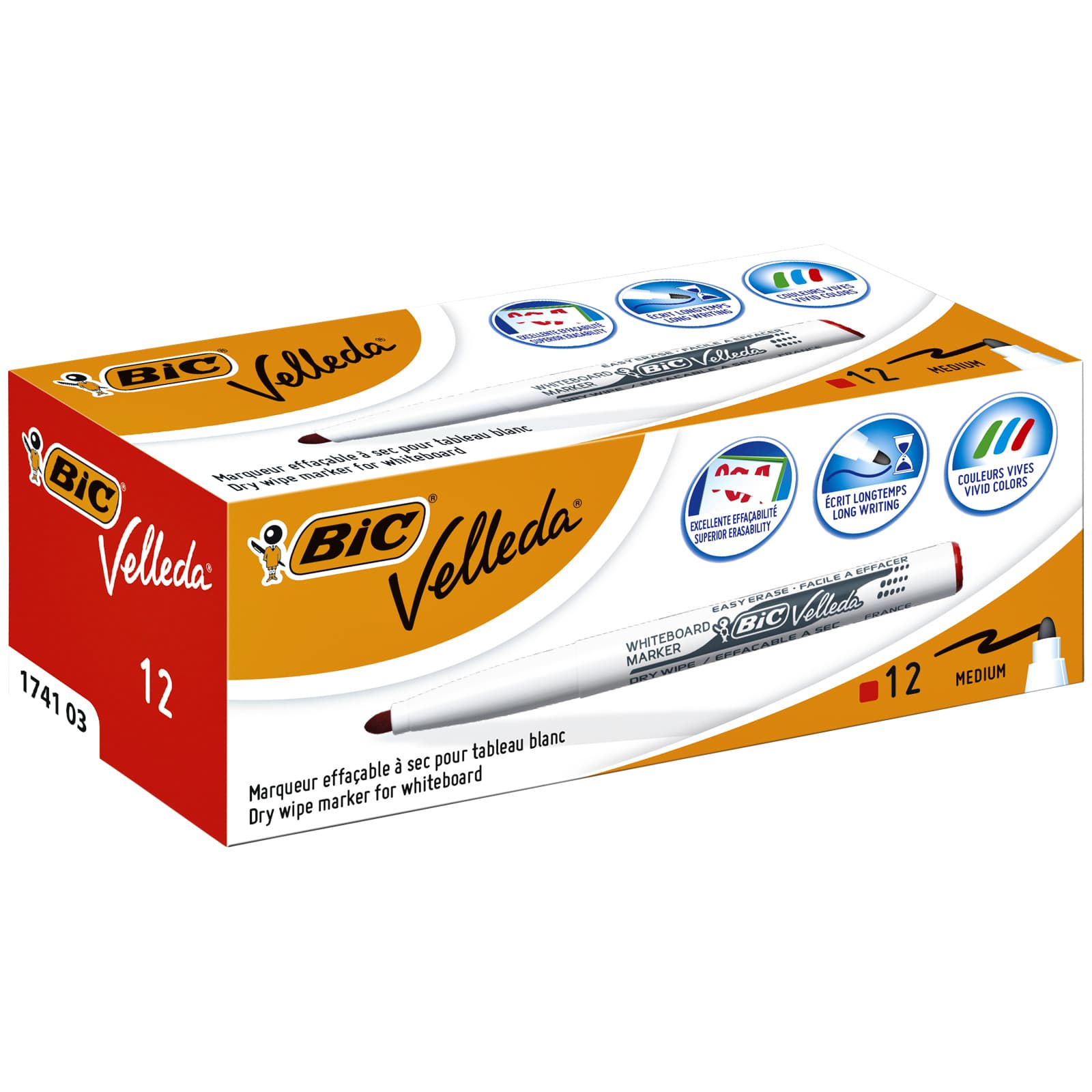 Whiteboardmarker Bic Velleda 1741 rond medium rood 2