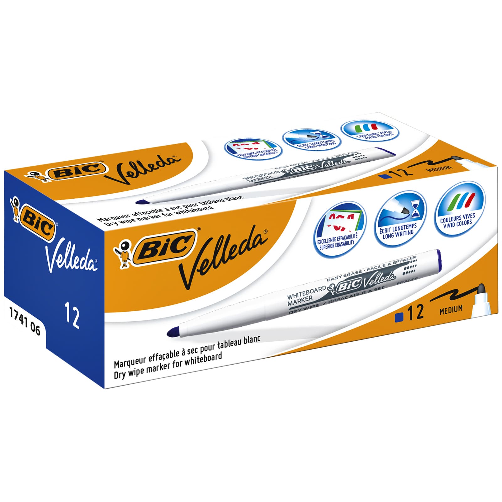 Whiteboardmarker Bic Velleda 1741 rond medium blauw 3
