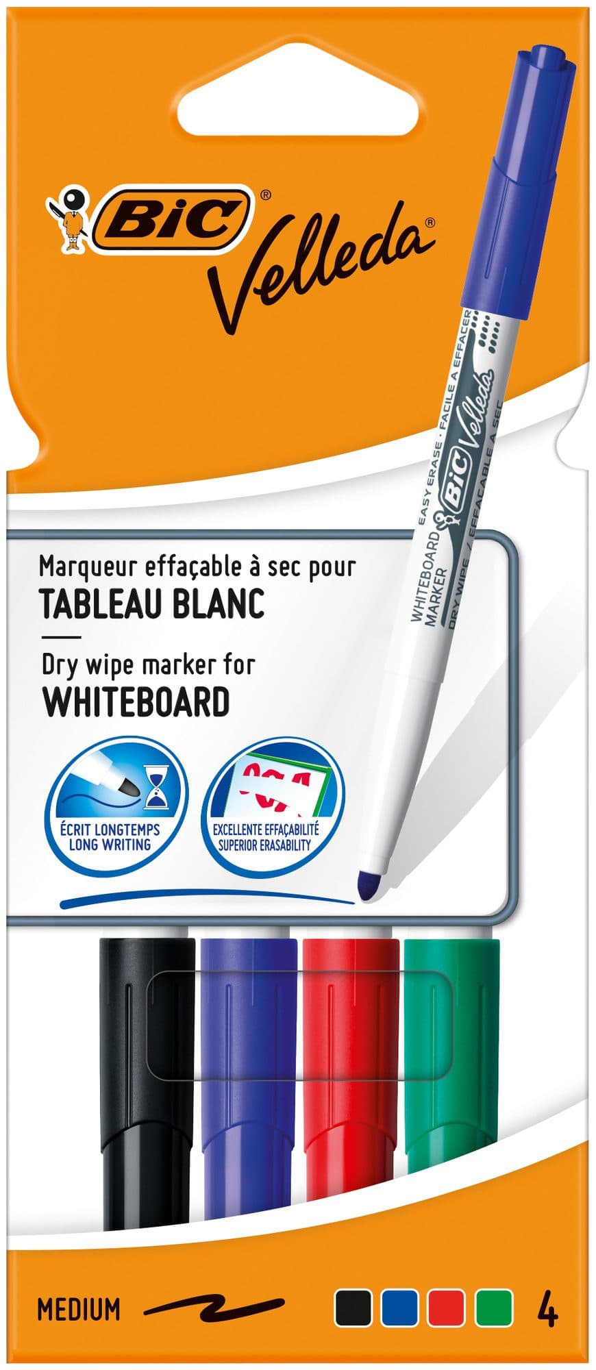 Whiteboardmarker Bic Velleda 1744 rond medium assorti 4 stuks