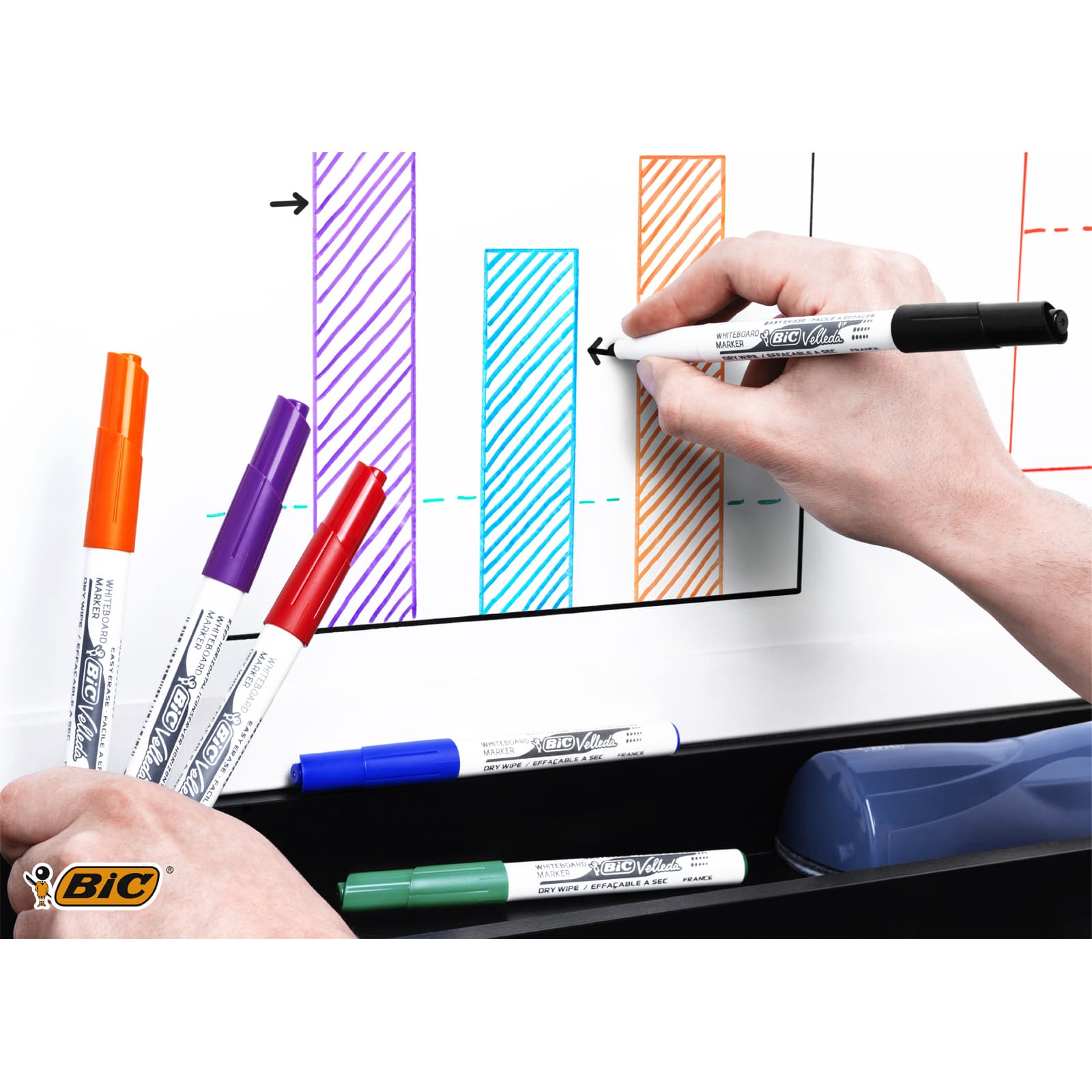 Whiteboardmarker Bic Velleda 1744 rond medium assorti 4 stuks 2