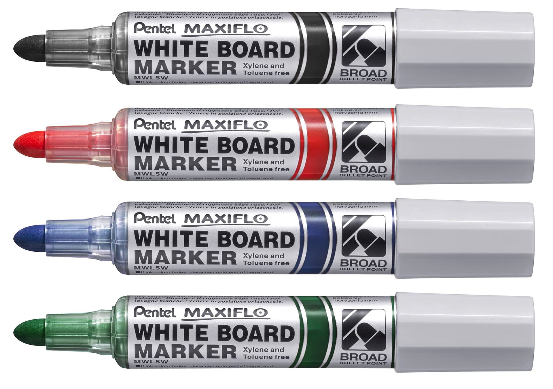 Whiteboardmarker Pentel MWL5M Maxiflo rond 3mm blauw 2