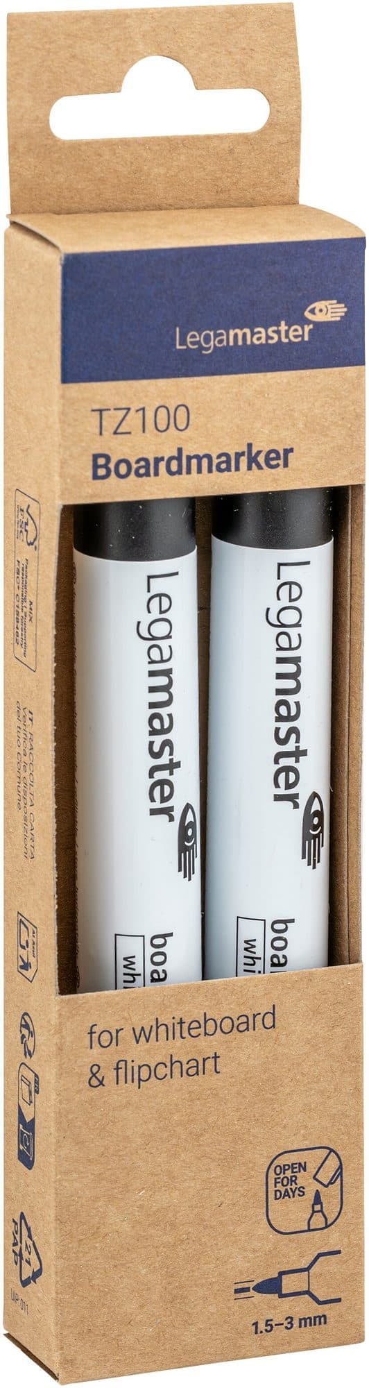 Whiteboardmarker Legamaster TZ 100 rond 1.5-3mm zwart blister à 2st 2