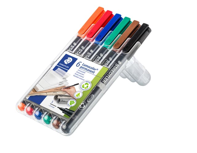 Viltstift Staedtler Lumocolor 313 permanent S set à 6 stuks assorti 2