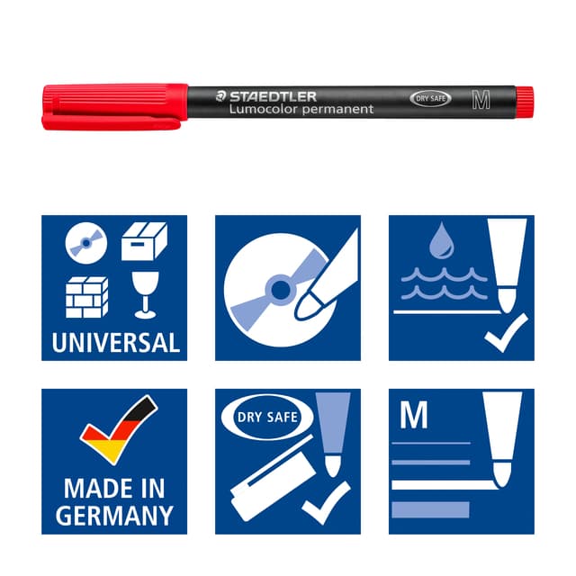 Viltstift Staedtler Lumocolor 317 permanent M set à 3 +1 stuk gratis 3