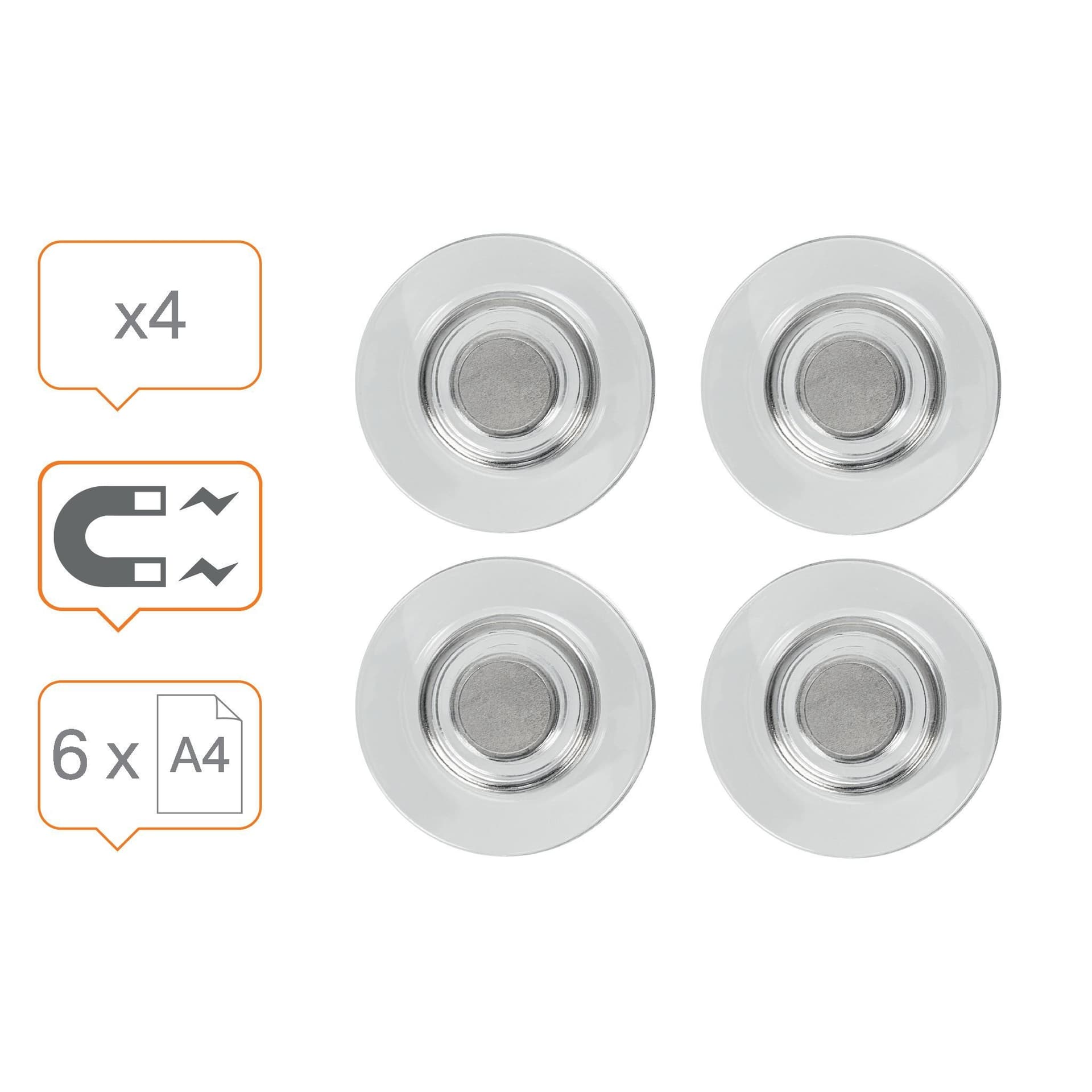Glasbordmagneet Nobo extra sterk 32mm transparant 4 stuks 3