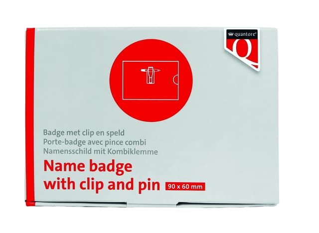 Badge Quantore met clip en speld 60x90mm 2