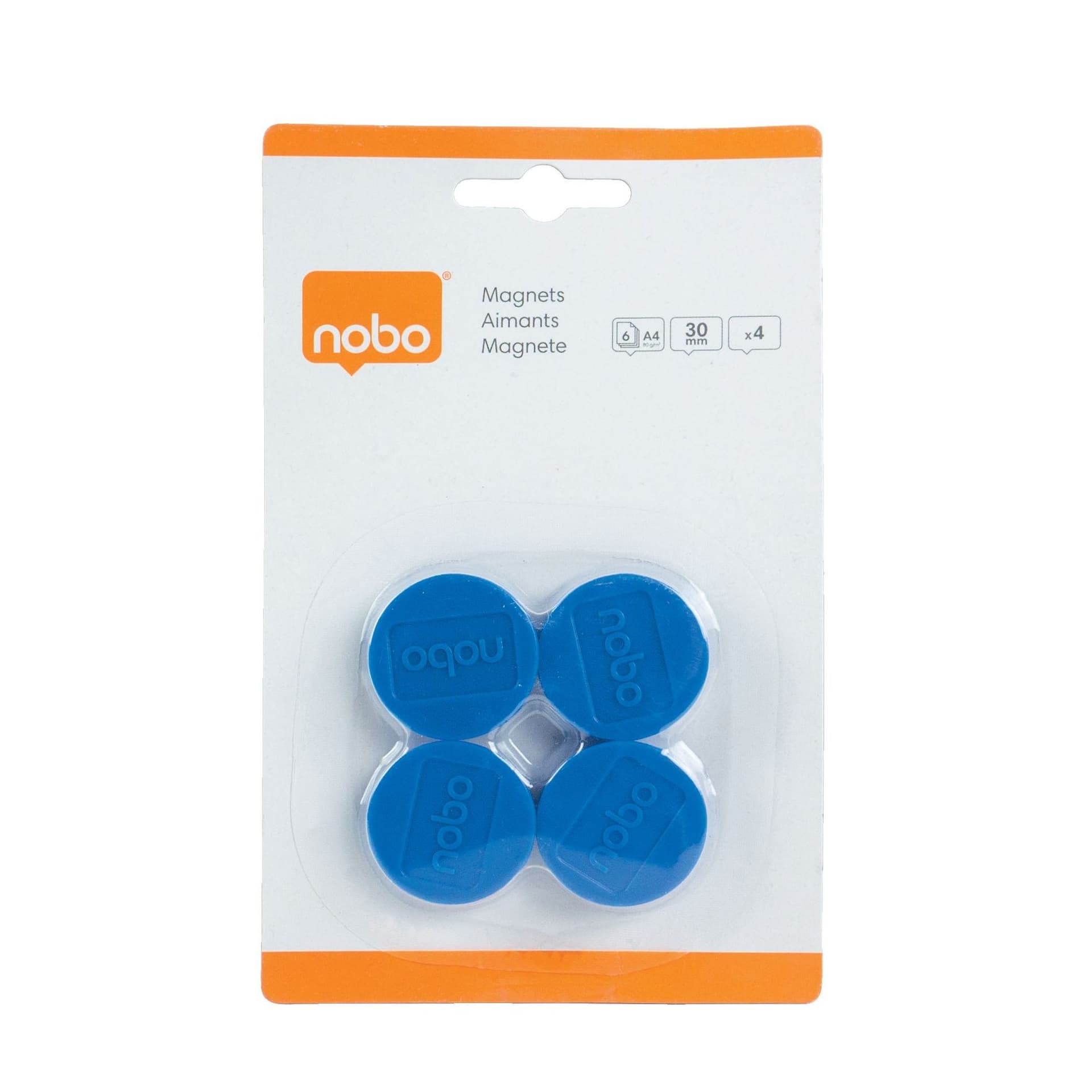 Magneet Nobo 30mm blauw 4 stuks