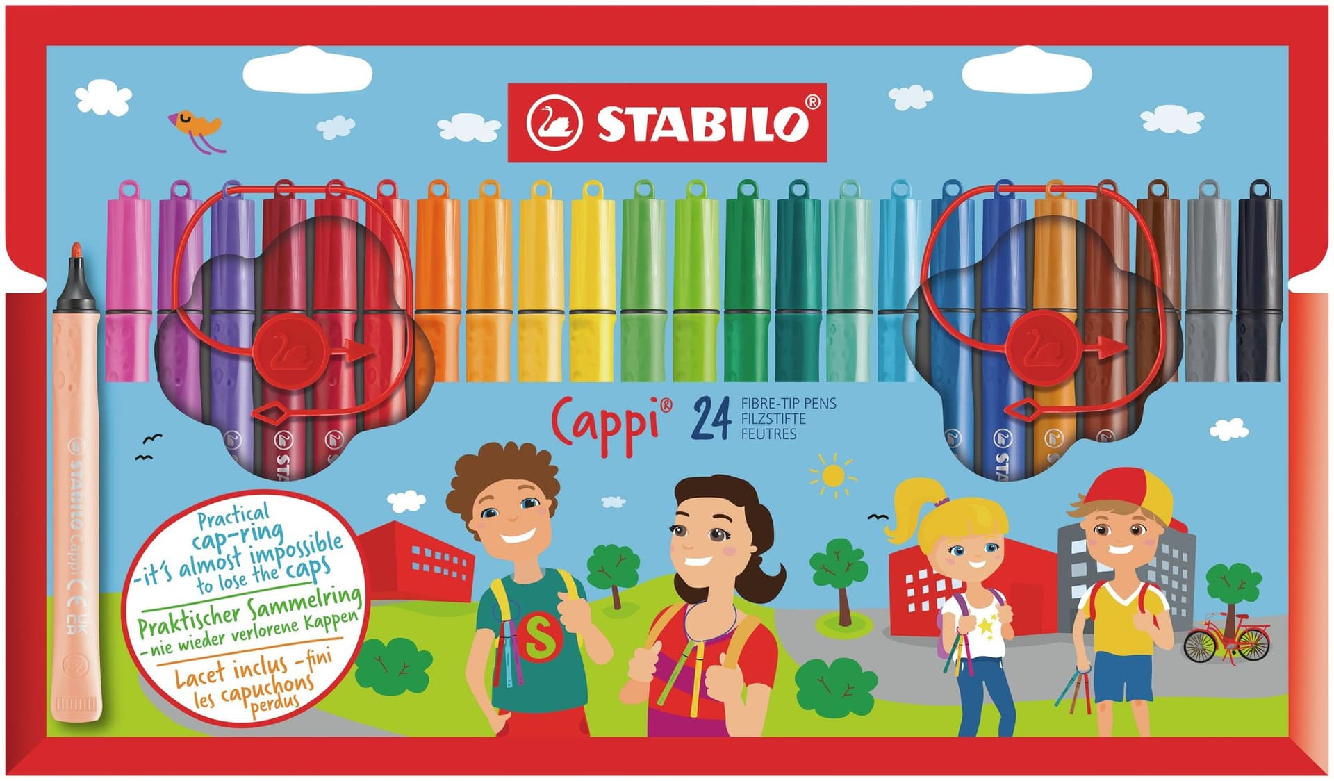 Viltstift STABILO Cappi 168/24 medium assorti etui à 24 stuks