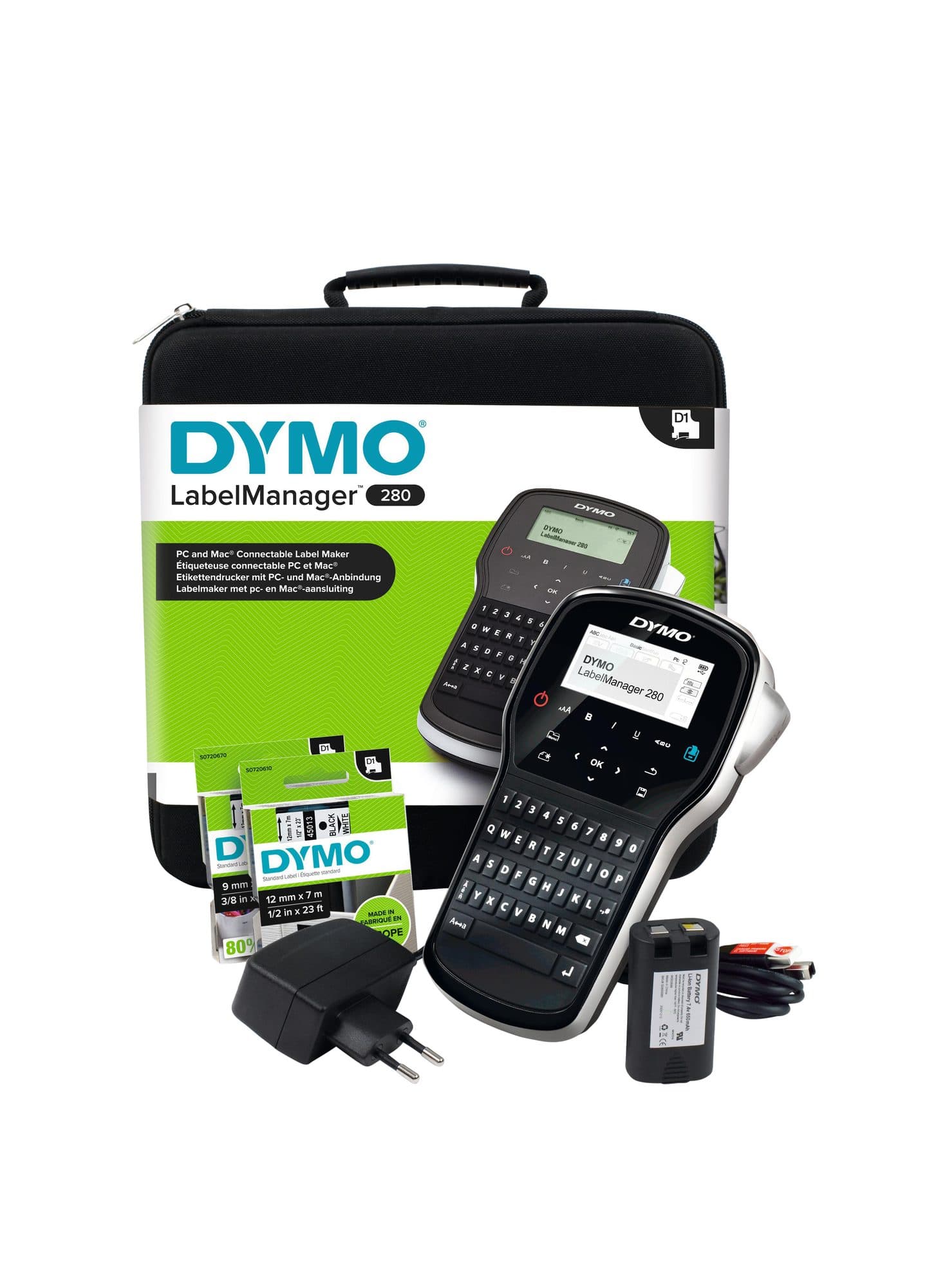 Labelprinter Dymo LabelManager 280 draagbaar qwerty 12mm zwart in koffer 2