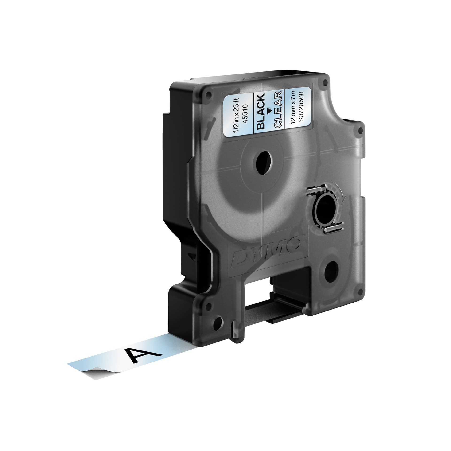 Labeltape Dymo LabelManager D1 polyester 12mm zwart op transparant 7
