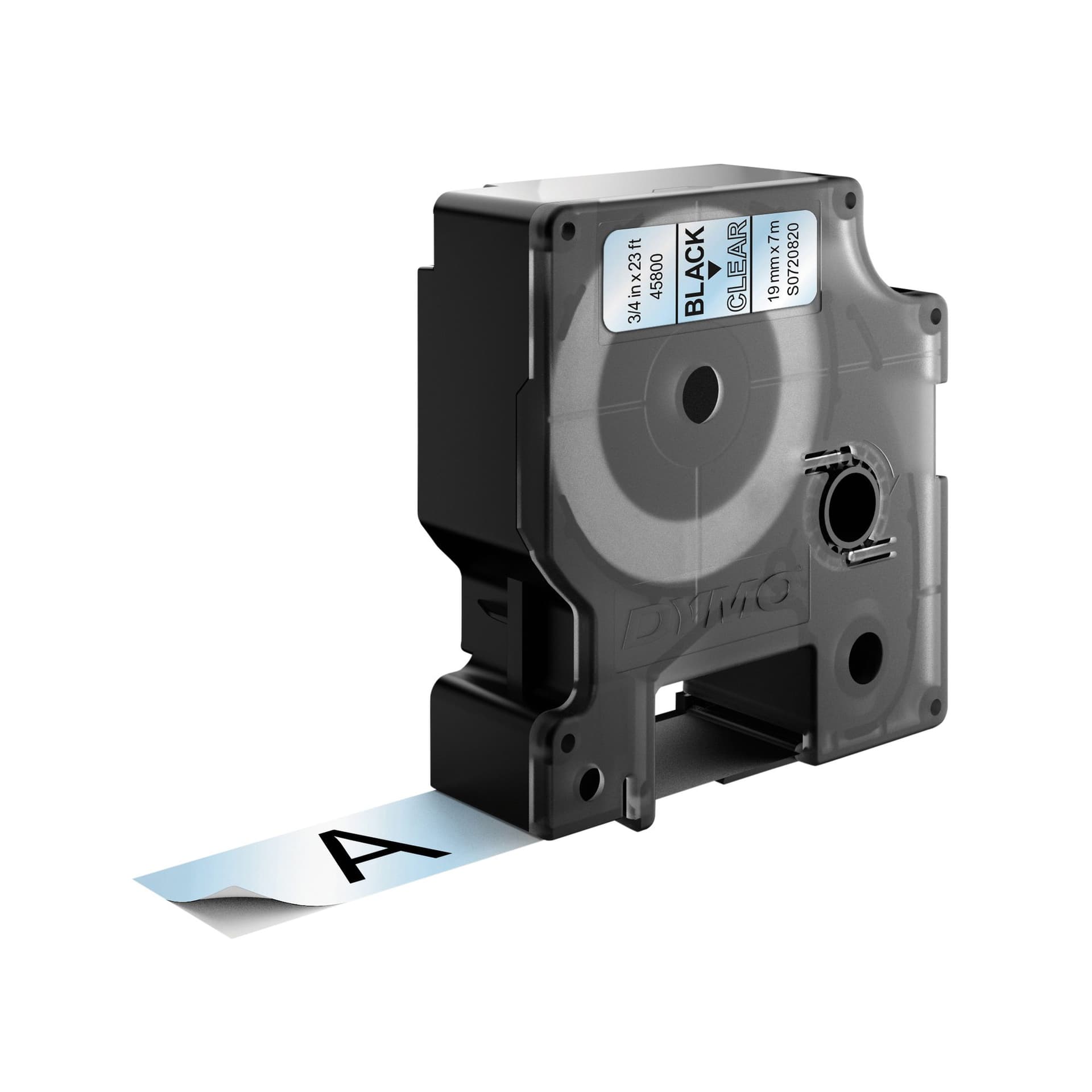 Labeltape Dymo LabelManager D1 polyester 19mm zwart op transparant 3