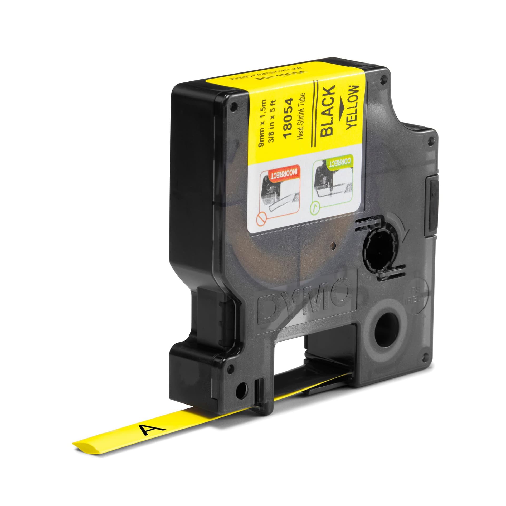Labeltape Dymo Rhino industrieel krimpkous 9mm zwart op geel 2
