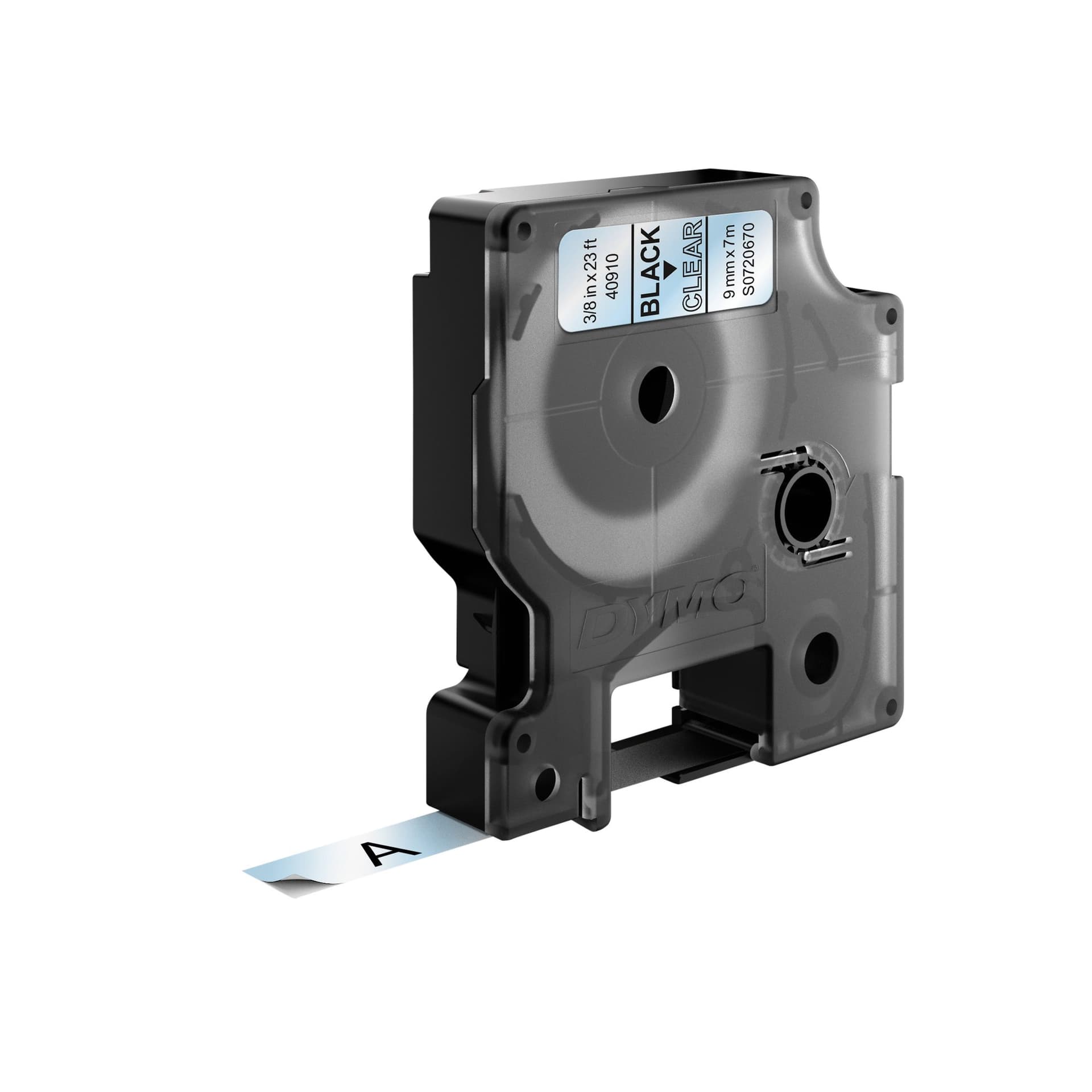 Labeltape Dymo LabelManager D1 polyester 9mm zwart op transparant 3