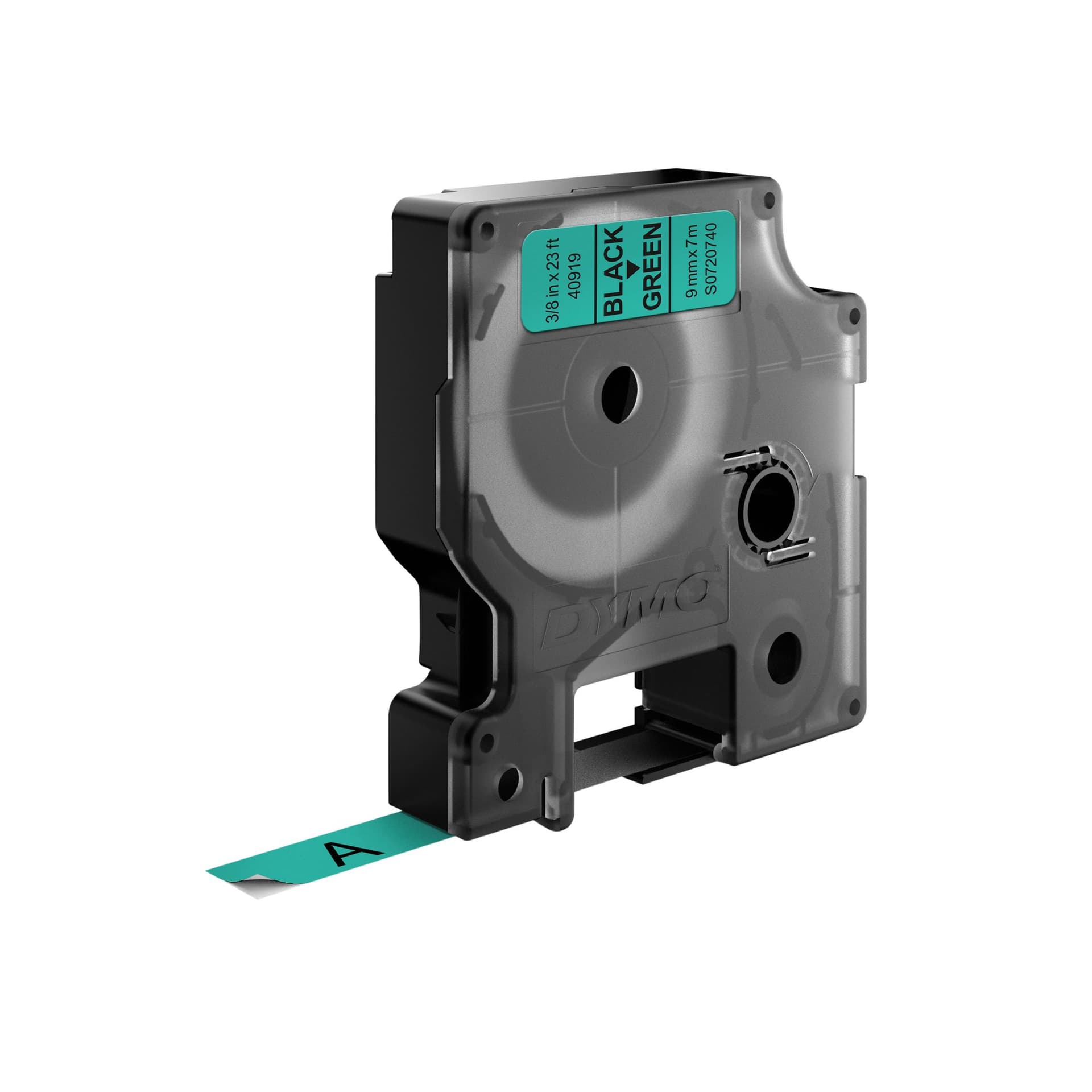 Labeltape Dymo LabelManager D1 polyester 9mm zwart op groen 3