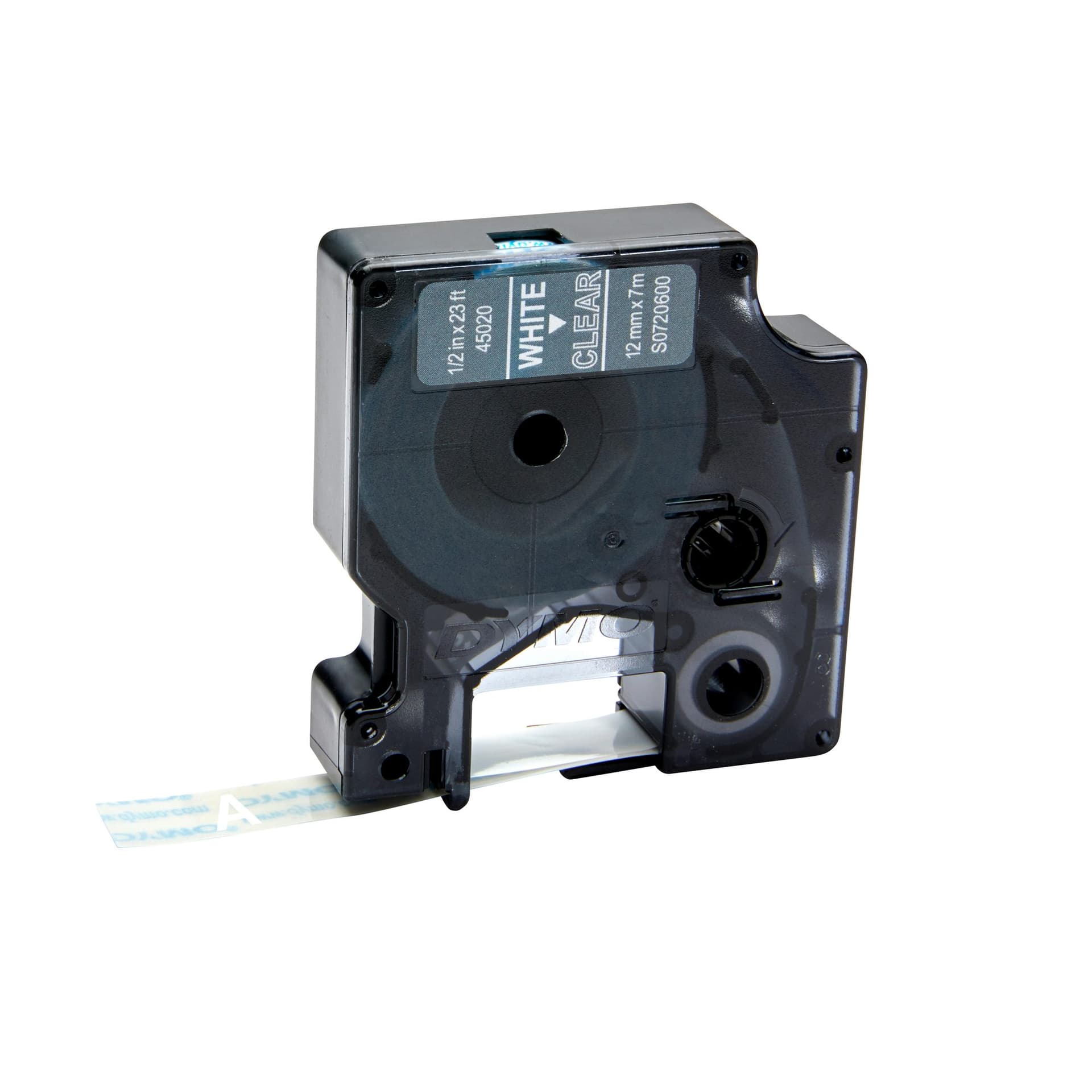 Labeltape Dymo LabelManager D1 polyester 12mm wit op transparant 3