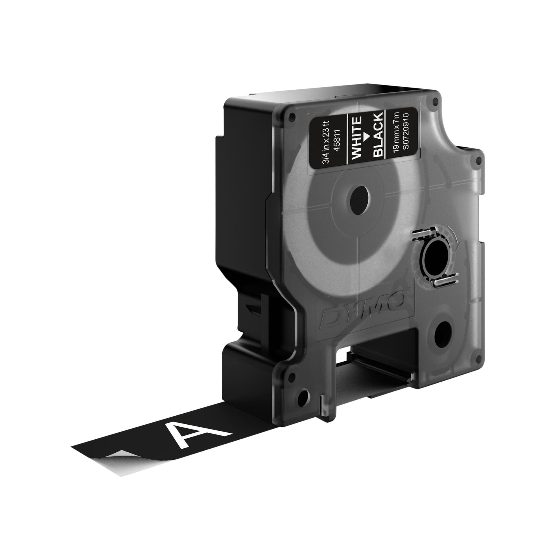 Labeltape Dymo LabelManager D1 polyester 19mm wit op zwart 2