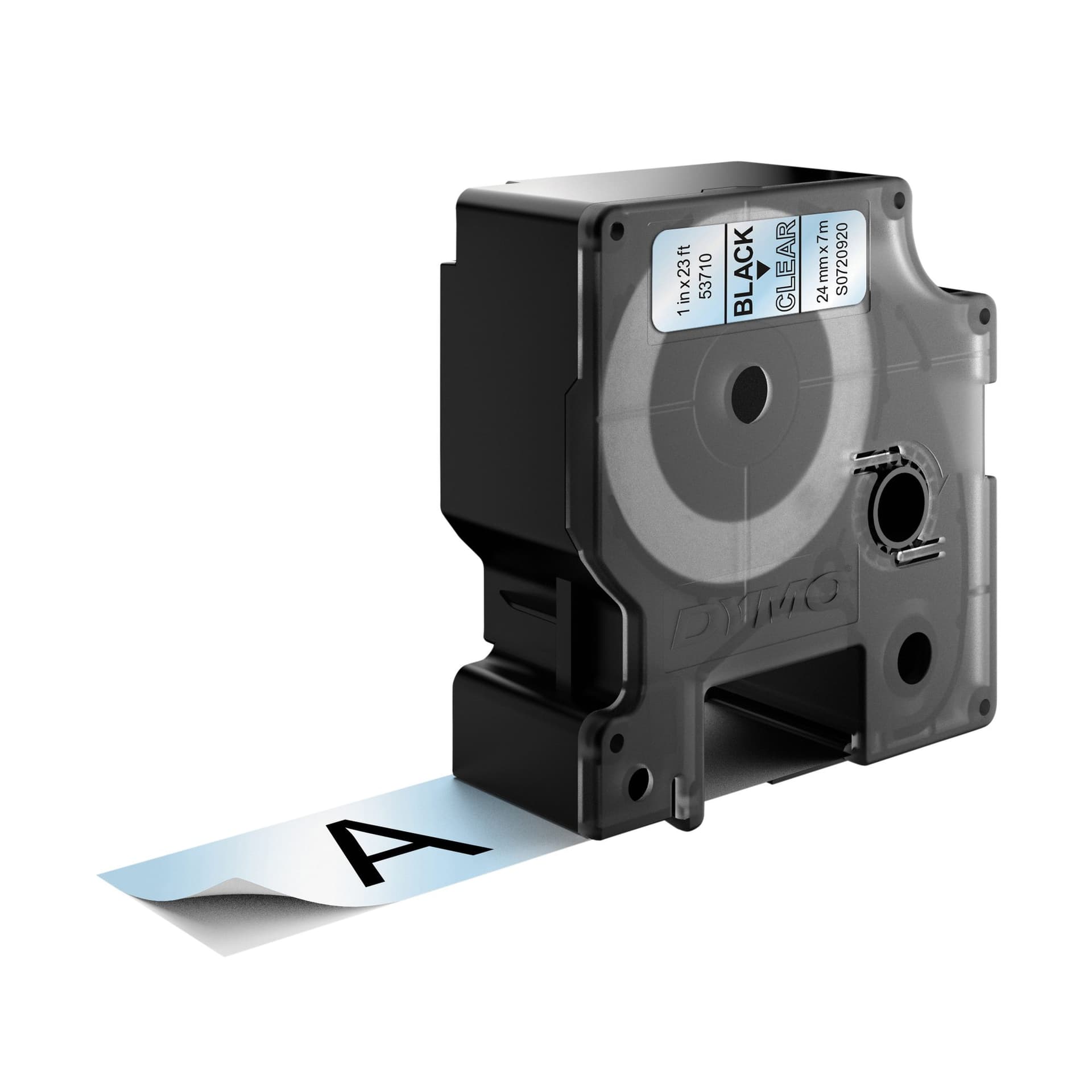 Labeltape Dymo LabelManager D1 polyester 24mm zwart op transparant 3