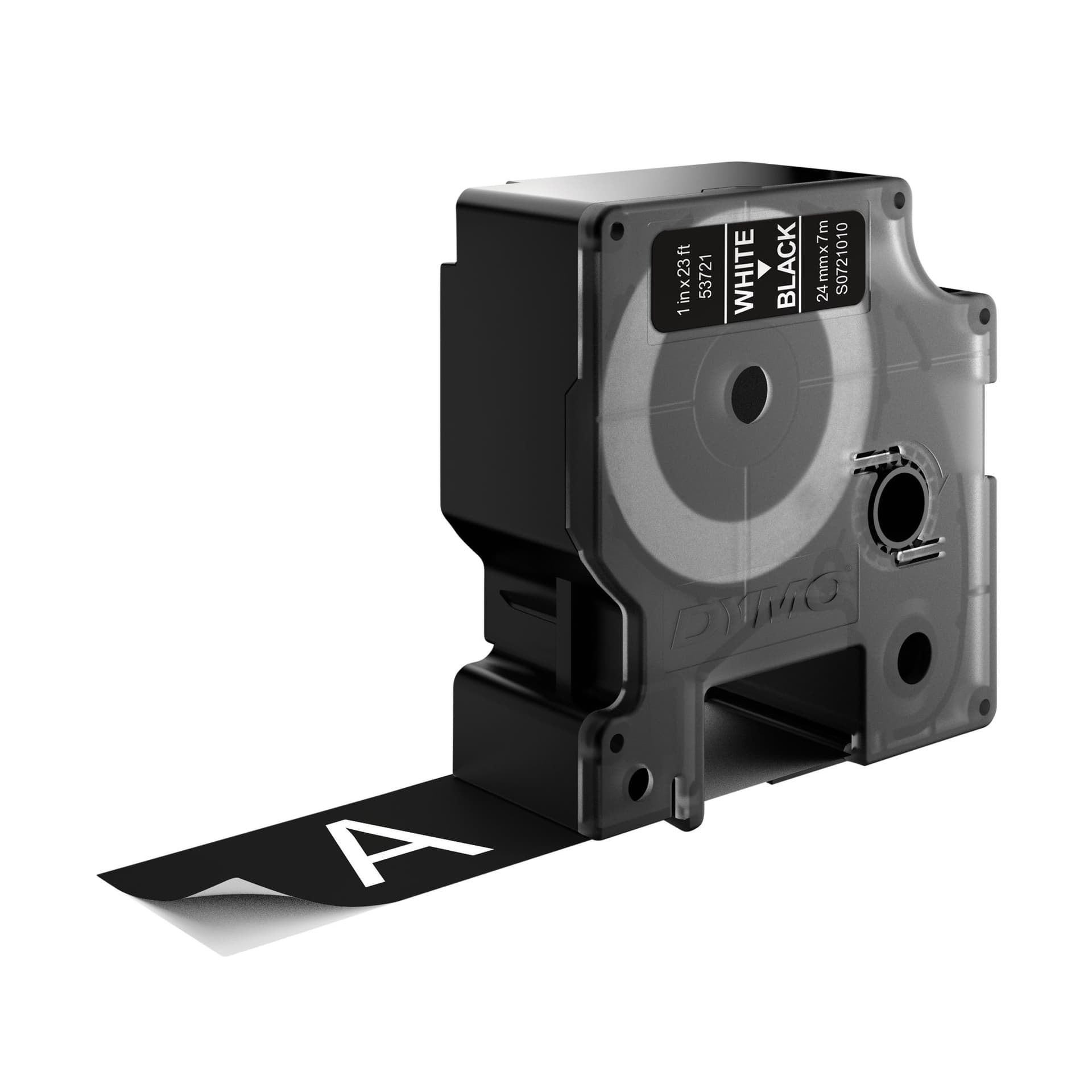 Labeltape Dymo LabelManager D1 polyester 24mm wit op zwart 3