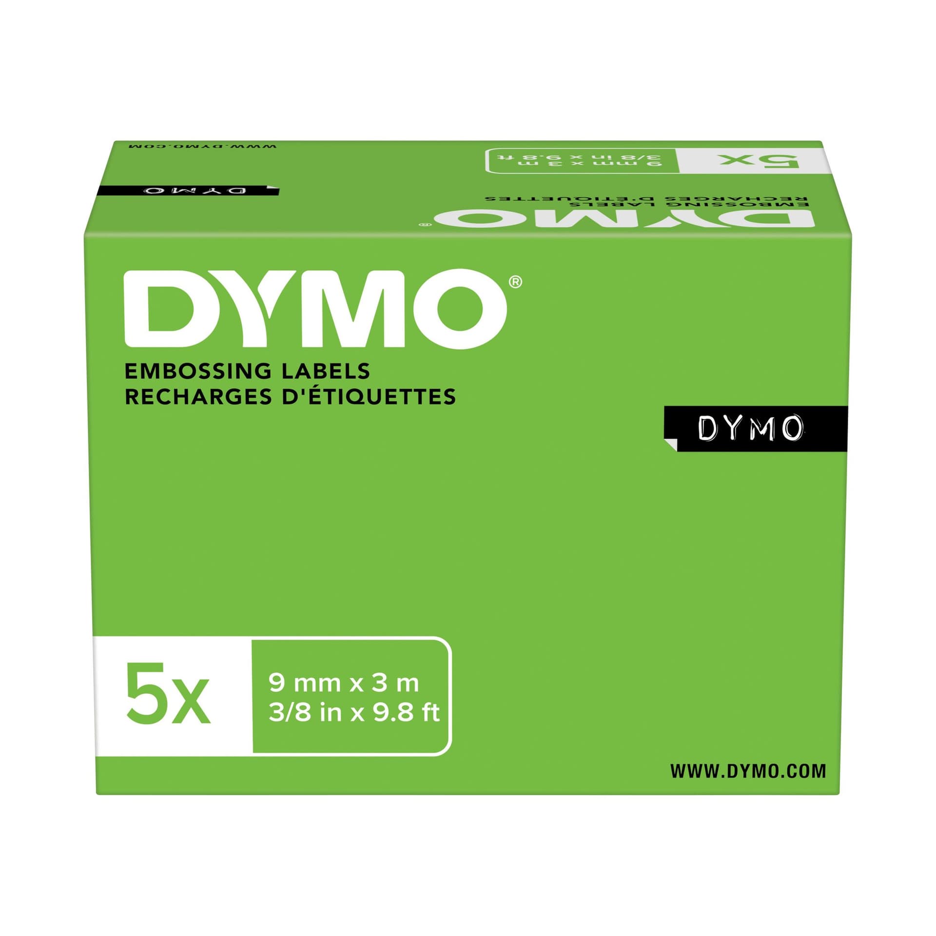 Reliëftape Dymo embossing vinyl 9mm assorti 3 stuks 6