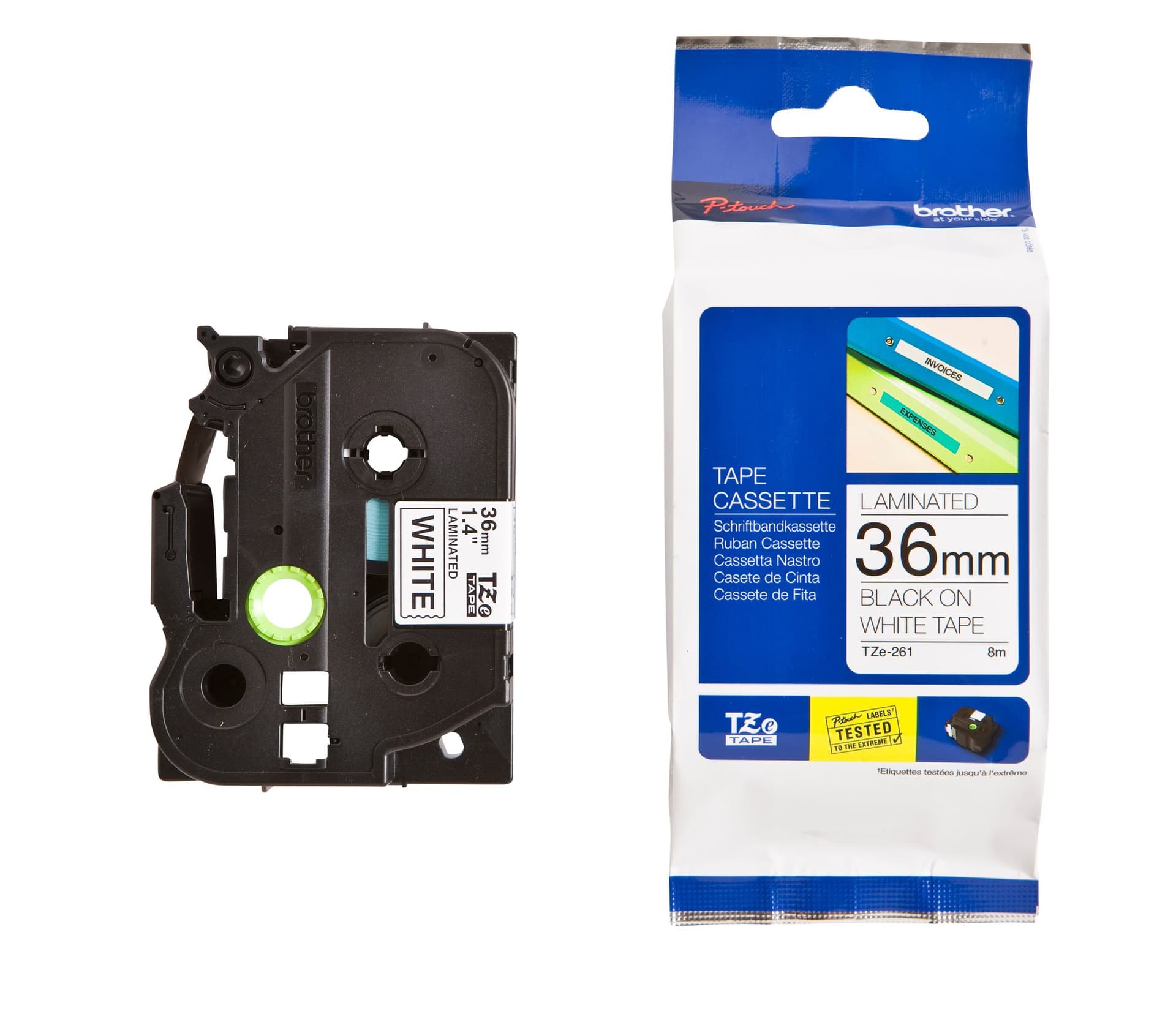 Labeltape Brother P-touch TZe-261 standaard 36mm zwart op wit 3