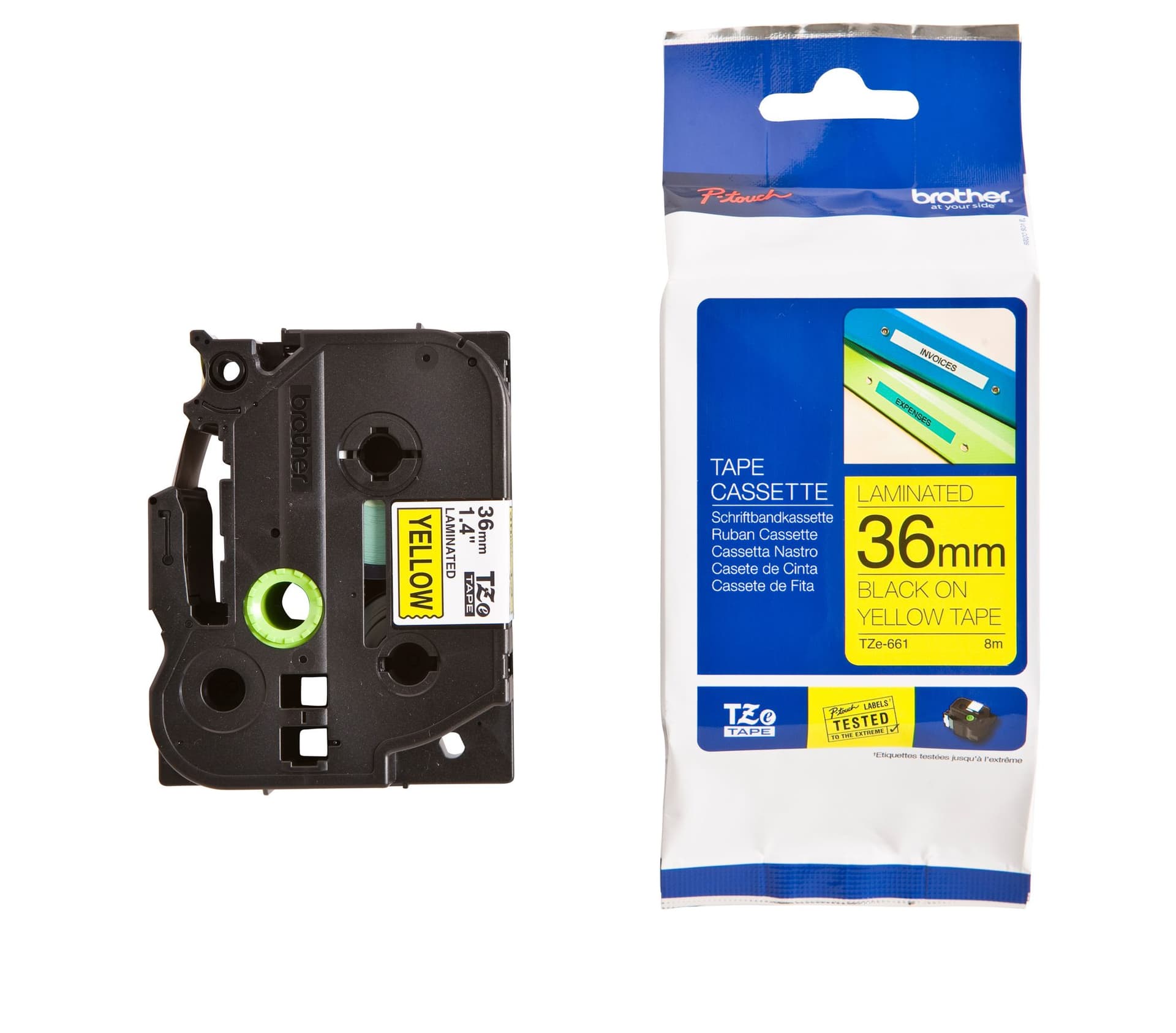 Labeltape Brother P-touch TZe-661 standaard 36mm zwart op geel 3