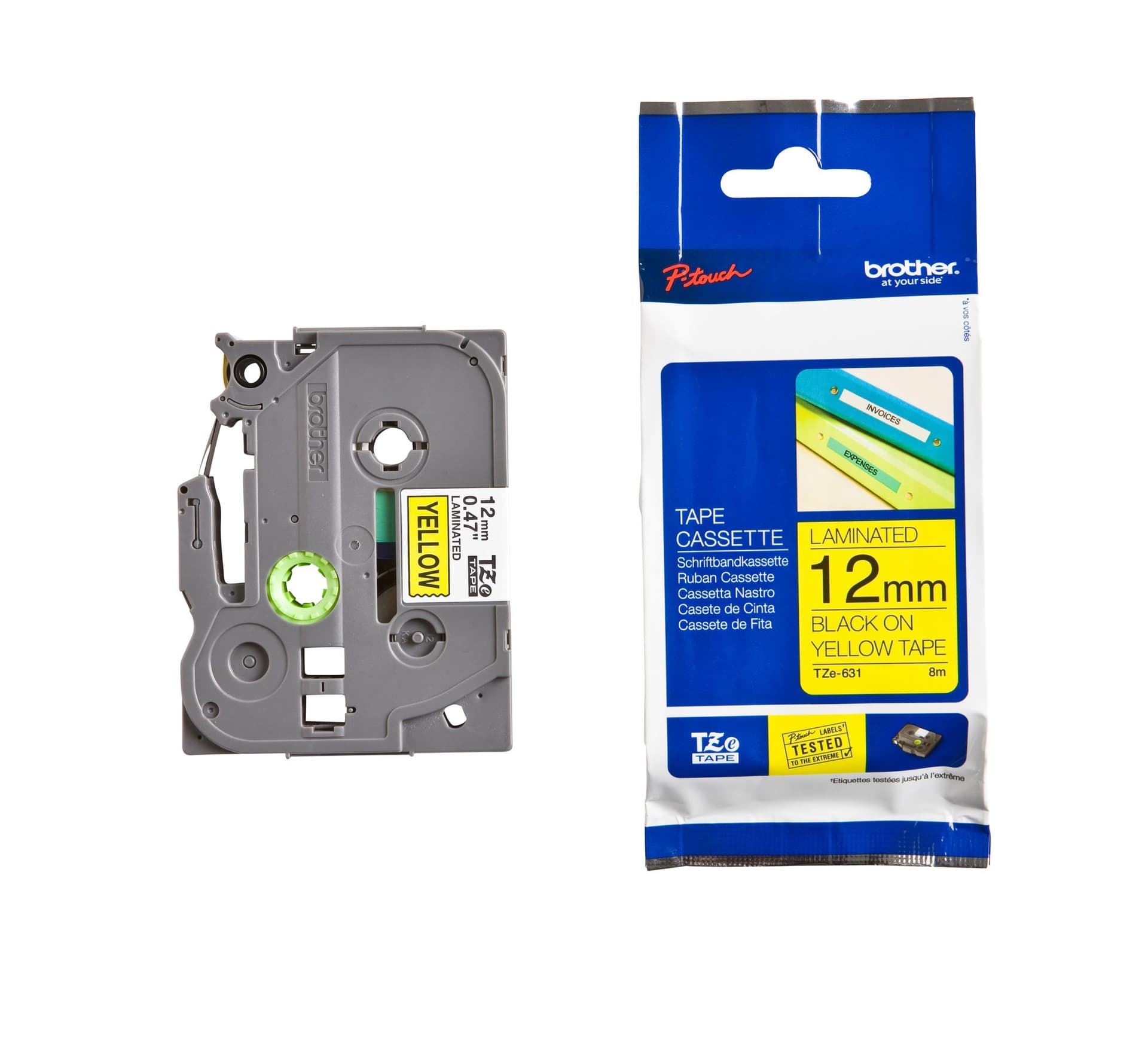 Labeltape Brother P-touch TZe-631 standaard 12mm zwart op geel 3