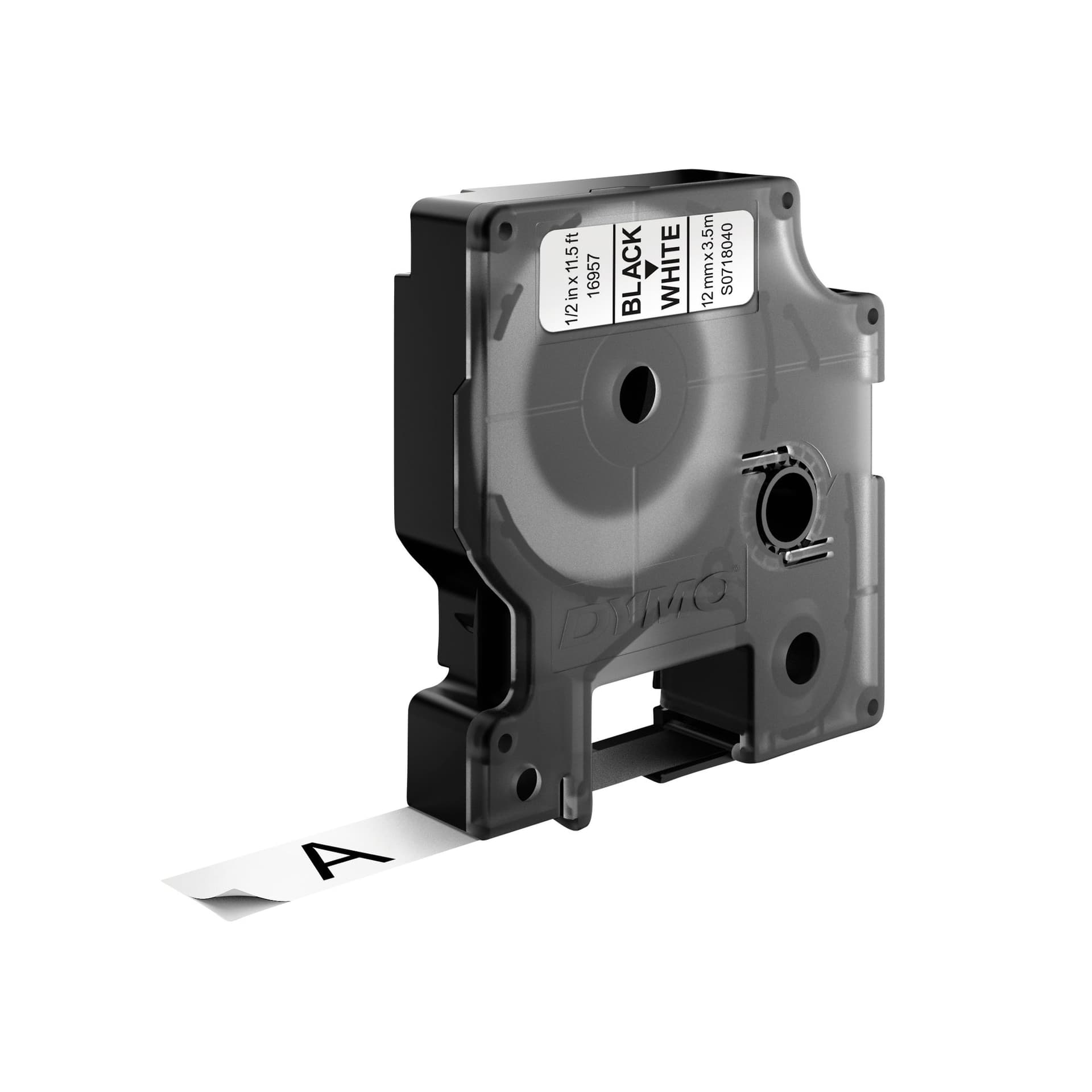 Labeltape Dymo LabelManager D1 nylon 12mm zwart op wit 2