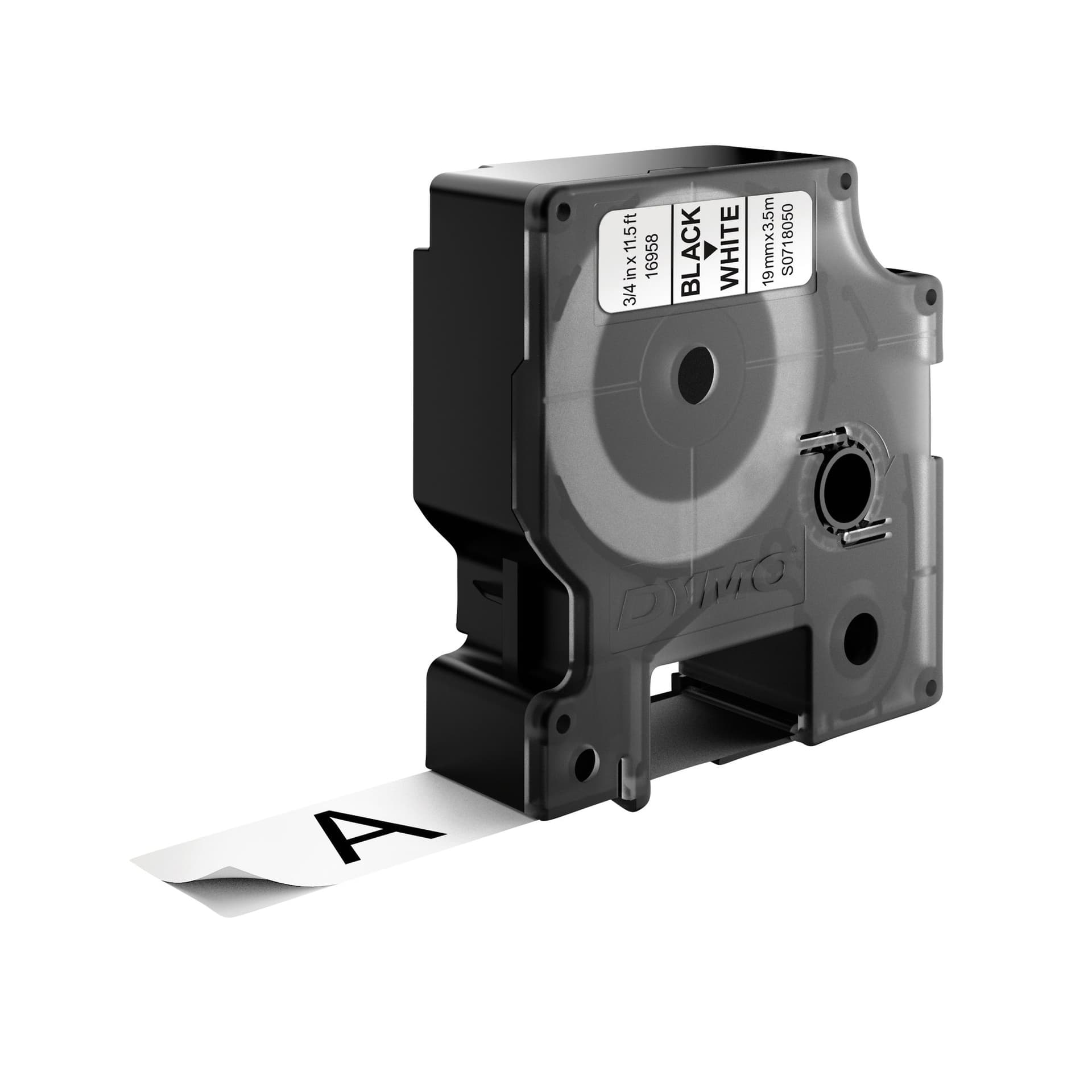 Labeltape Dymo LabelManager D1 nylon 19mm zwart op wit 2