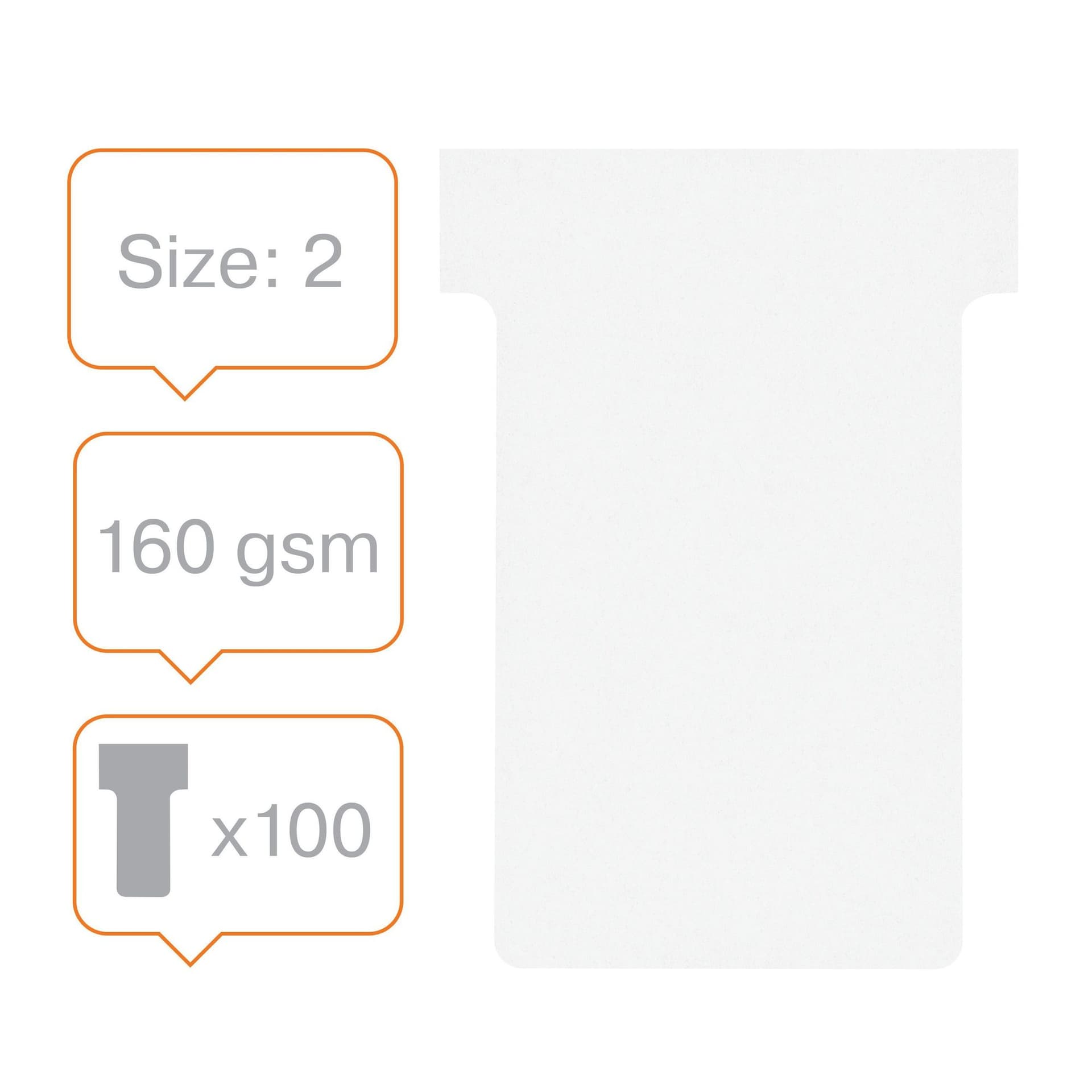T-kaart Nobo nr.2 48mm wit 100 stuks 2