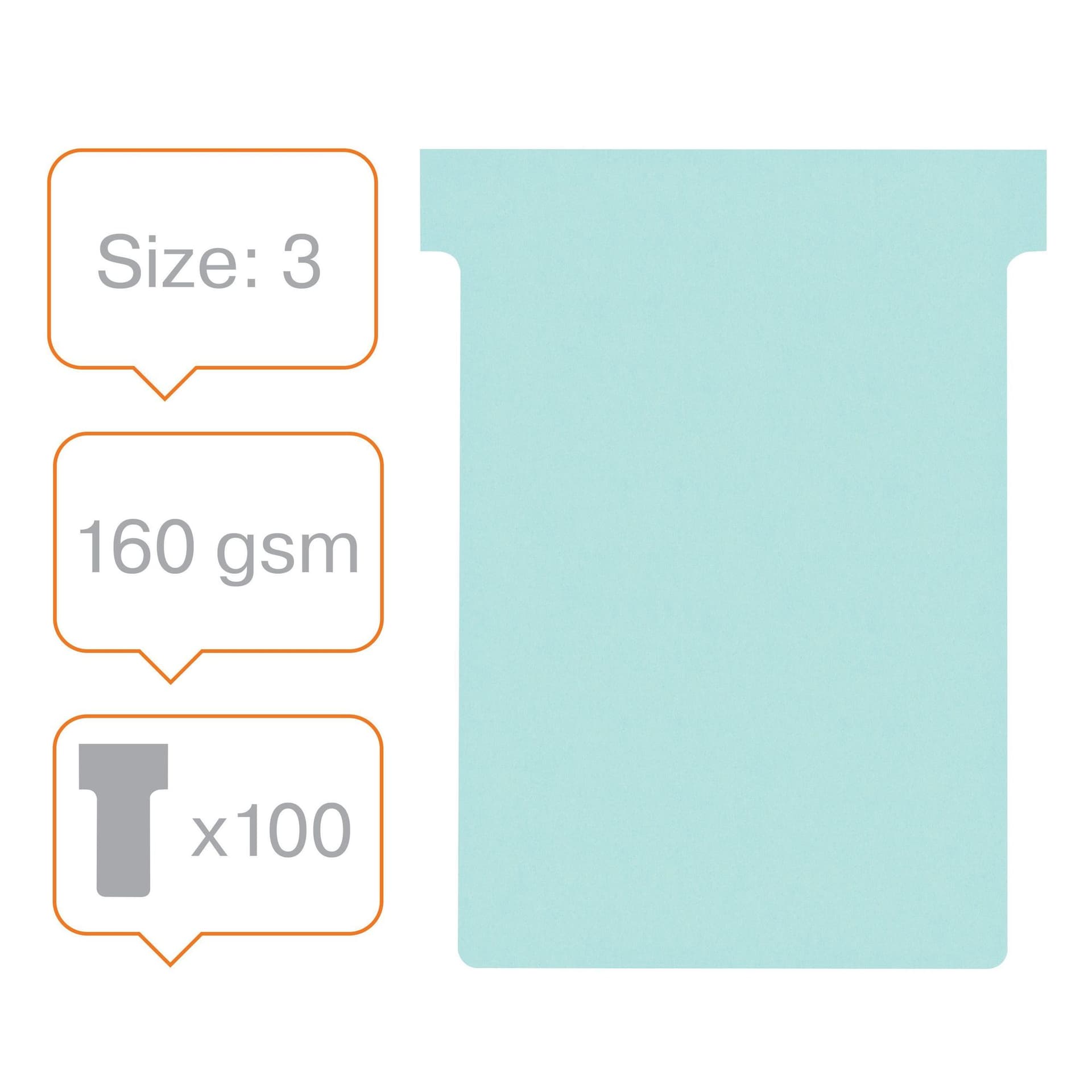 T-kaart Nobo nr.3 80mm blauw 100 stuks 2