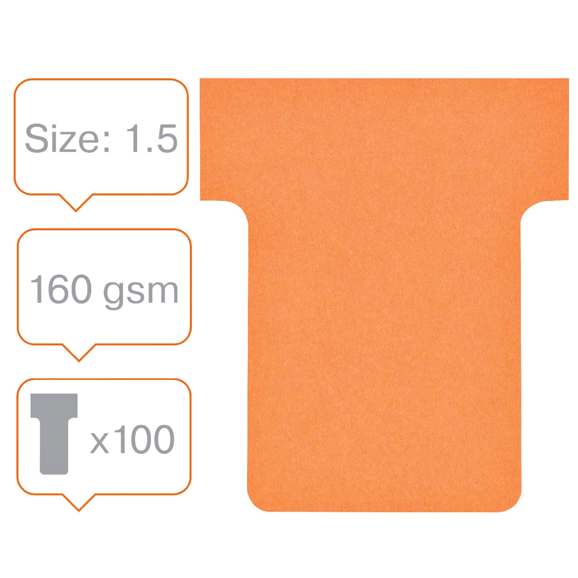 T-kaart Nobo nr 1.5 36mm oranje 100 stuks 2