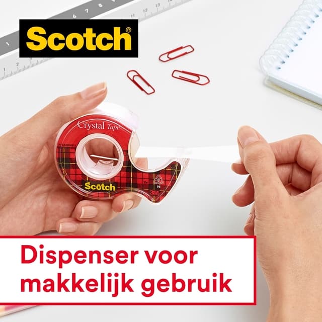 Plakband Scotch Crystal 600 19mmx7.5m transparant 2+1 gratis + handdispenser 5
