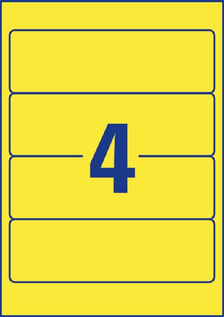 Rugetiket Avery breed 61x192mm zelfklevend geel 20 vel 2