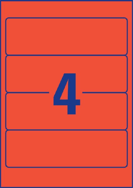 Rugetiket Avery breed 61x192mm zelfklevend rood 2
