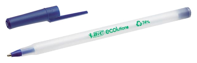 Balpen Bic Ecolutions round stic medium blauw 3