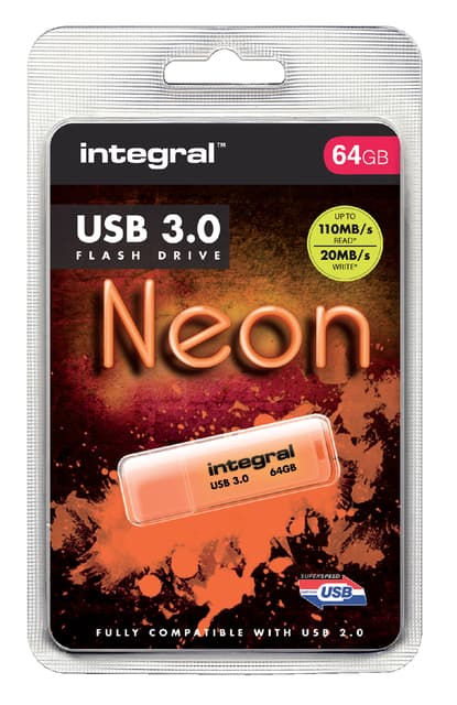 USB stick 3.0 Integral Neon USB-A 64GB oranje 2