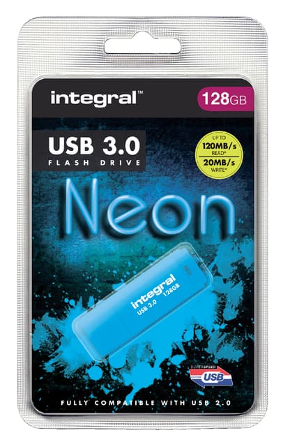 USB stick 3.0 Integral Neon USB-A 128GB blauw