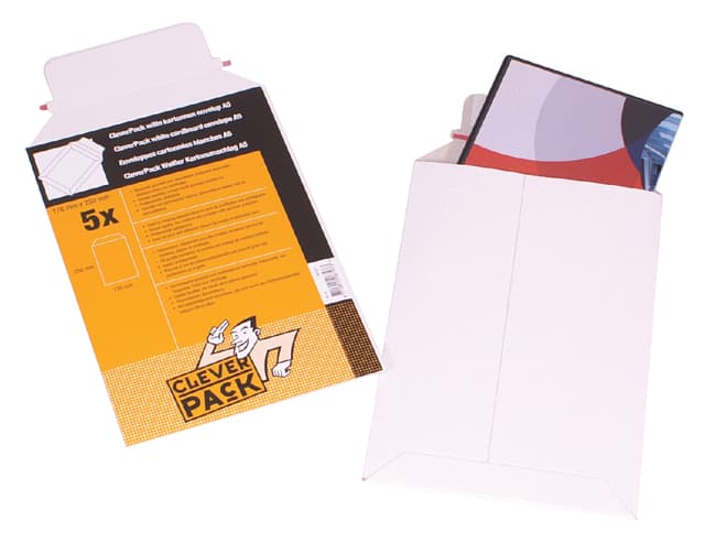 Envelop CleverPack karton B4 250x353mm wit pak à 5 stuks 3