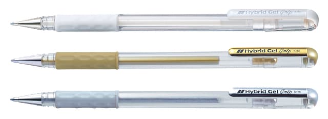 Gelschrijver Pentel K118 Grip medium zilver 2
