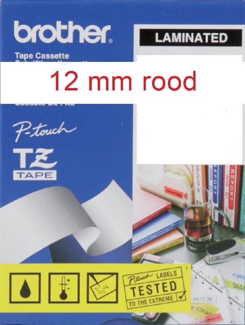 Labeltape Brother P-touch TZe-232 standaard 12mm rood op wit 3