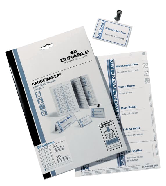 Badgekaart Durable 1455 bedrukbaar 54x90mm 200 stuks 2