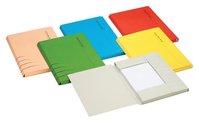 Dossiermap Secolor folio 3 klep 100% gerecycled karton 250 gr chamois 2