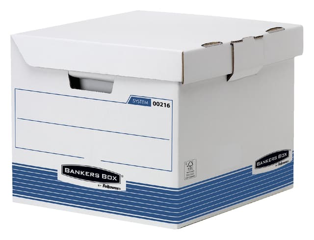 Archiefdoos Bankers Box System flip top kubus wit blauw 2