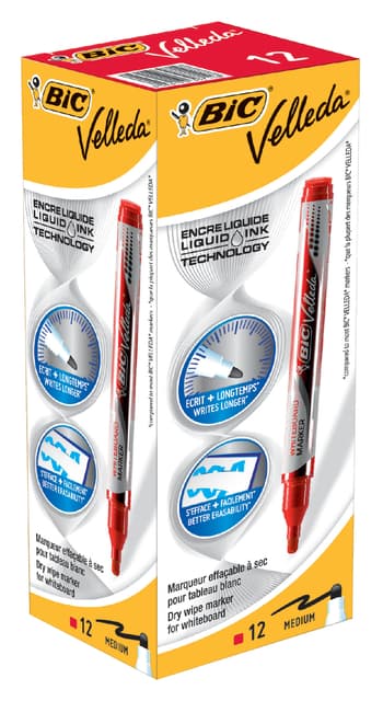 Whiteboardmarker Bic Velleda liquid rond medium rood 3