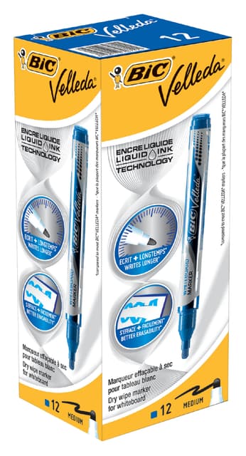 Whiteboardmarker Bic Velleda liquid rond medium blauw 3