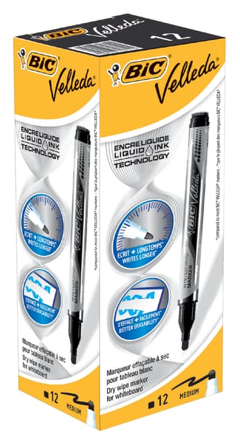 Whiteboardmarker Bic Velleda liquid rond medium zwart 3