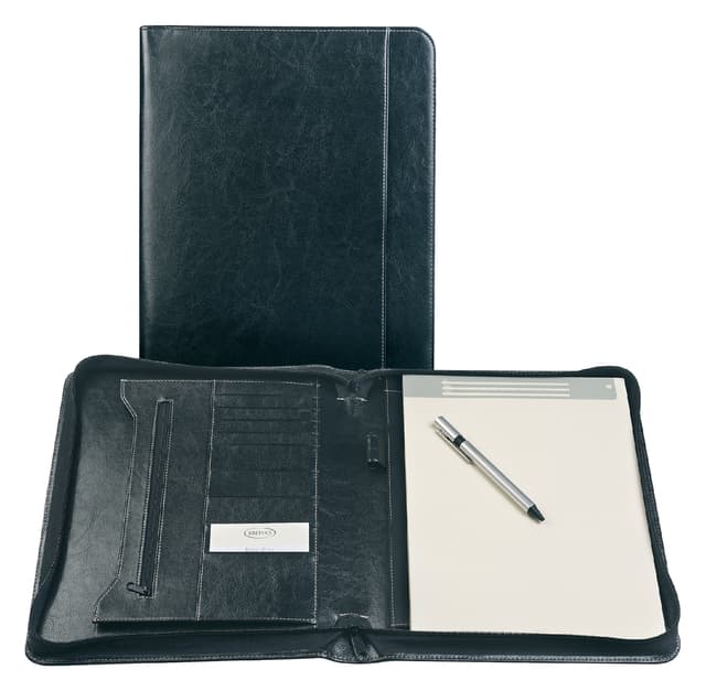 Schrijfmap Brepols Palermo luxe A4 met rits incl schrijfblok zwart