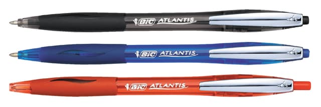 Balpen Bic Atlantis soft metalen clip clic medium zwart 2