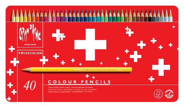 Kleurpotloden Caran d'Ache Swisscolor aquarel 40 stuks assorti
