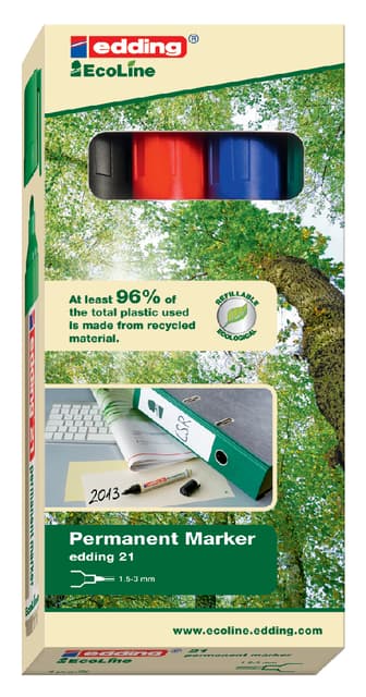 Viltstift edding 21 EcoLine rond assorti 1.5-3mm doos à 4st